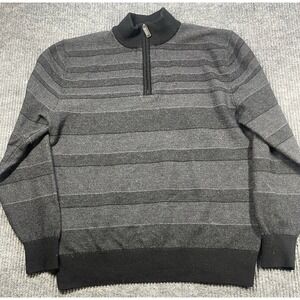 Daniel‎ Cremieux Sweater Men Medium Gray 100% Wool Striped Texture Pullover